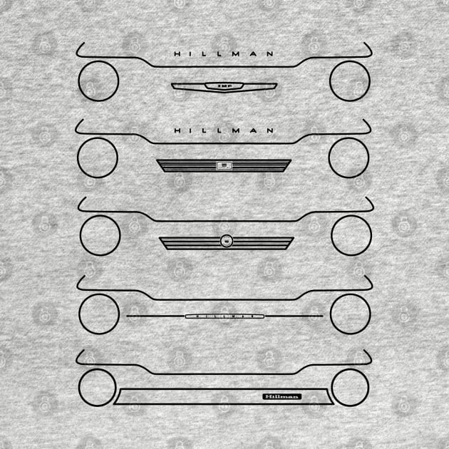 Hillman Imp evolution classic 1960s-1970s British car black outline graphic by soitwouldseem